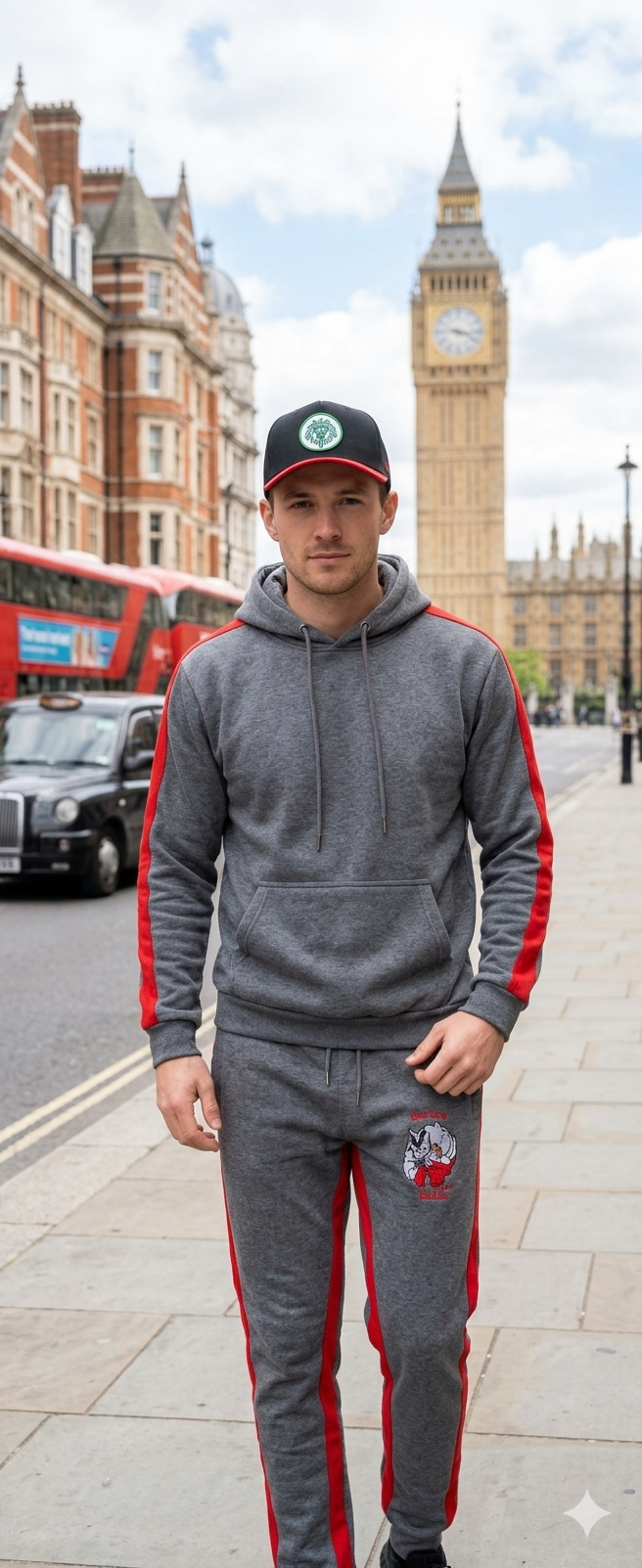 DARK GRAY (O.G) BOSTON BREAD RED SRTIPE SWEAT SUIT